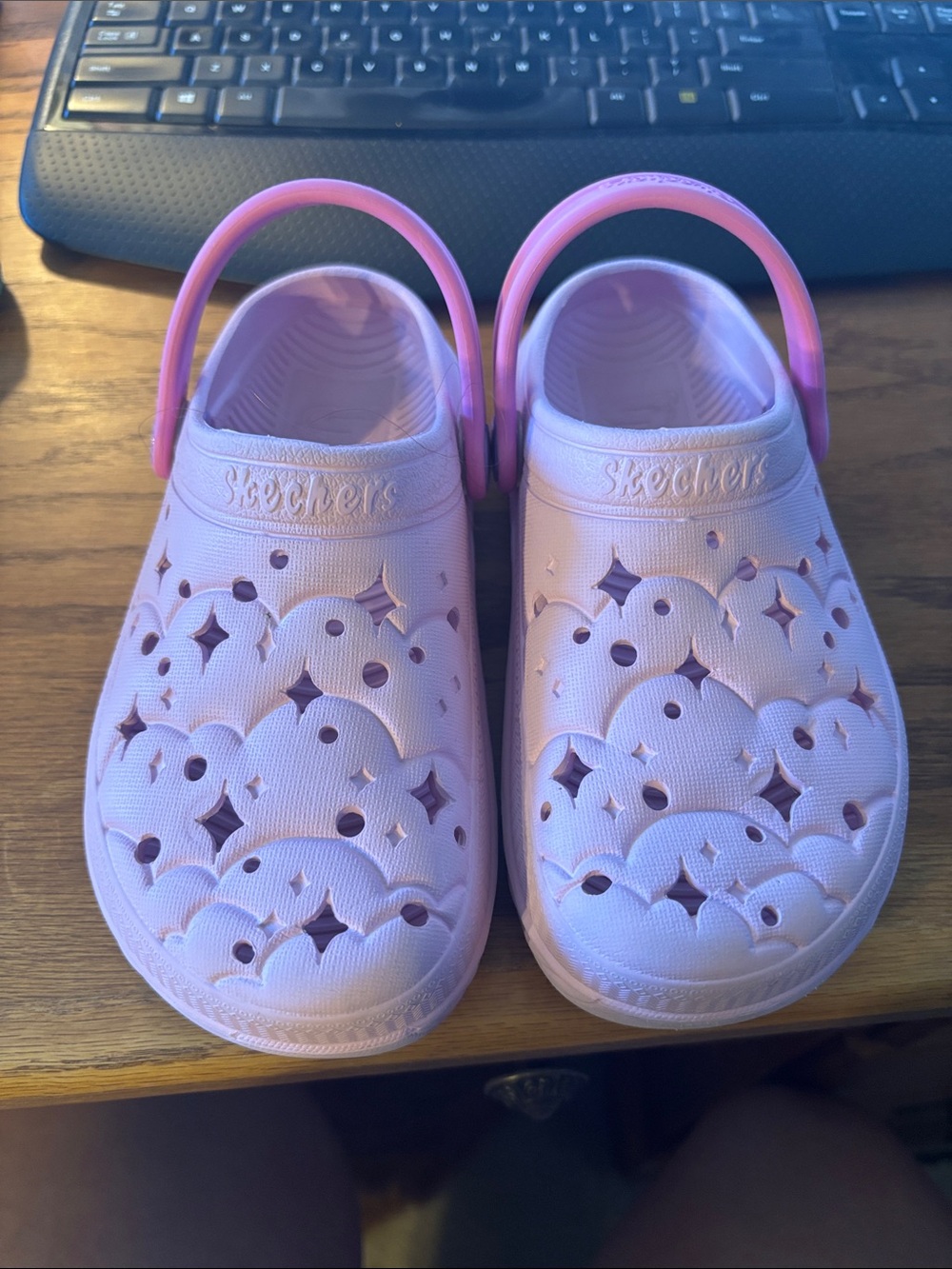 Skechers Girls' Light Pink Ventilated Foam Clogs with Back Strap